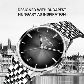 AGELOCER Budapest Men's Automatic Watch – Steel Strap Business Dress with Calendar