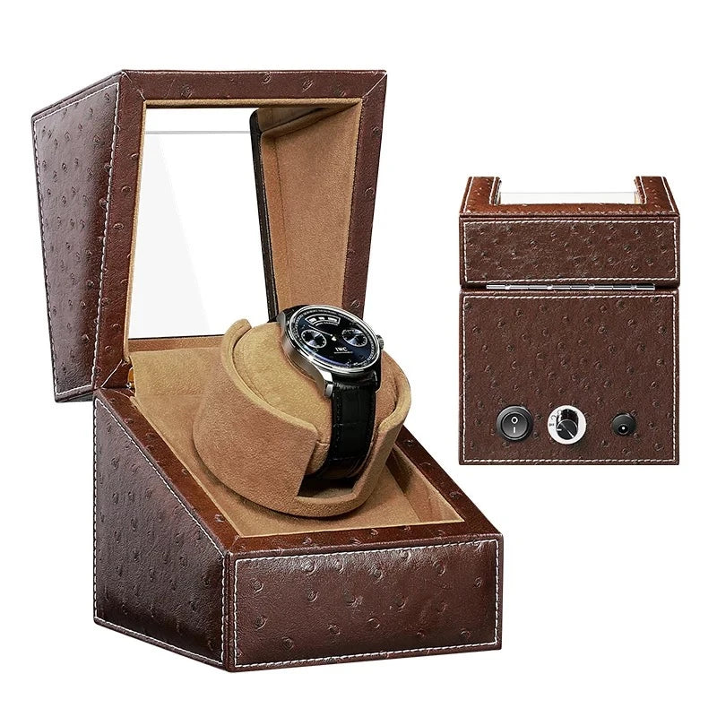 Embers Dual Watch Winder Box – Wooden Automatic Mechanical Watch Storage Case with 2 Ports Display & Safe Winding