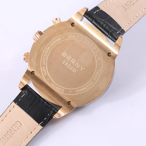 BERNY Men's Quartz Watch – Multifunction Dial Business Leather Strap Luminous Waterproof