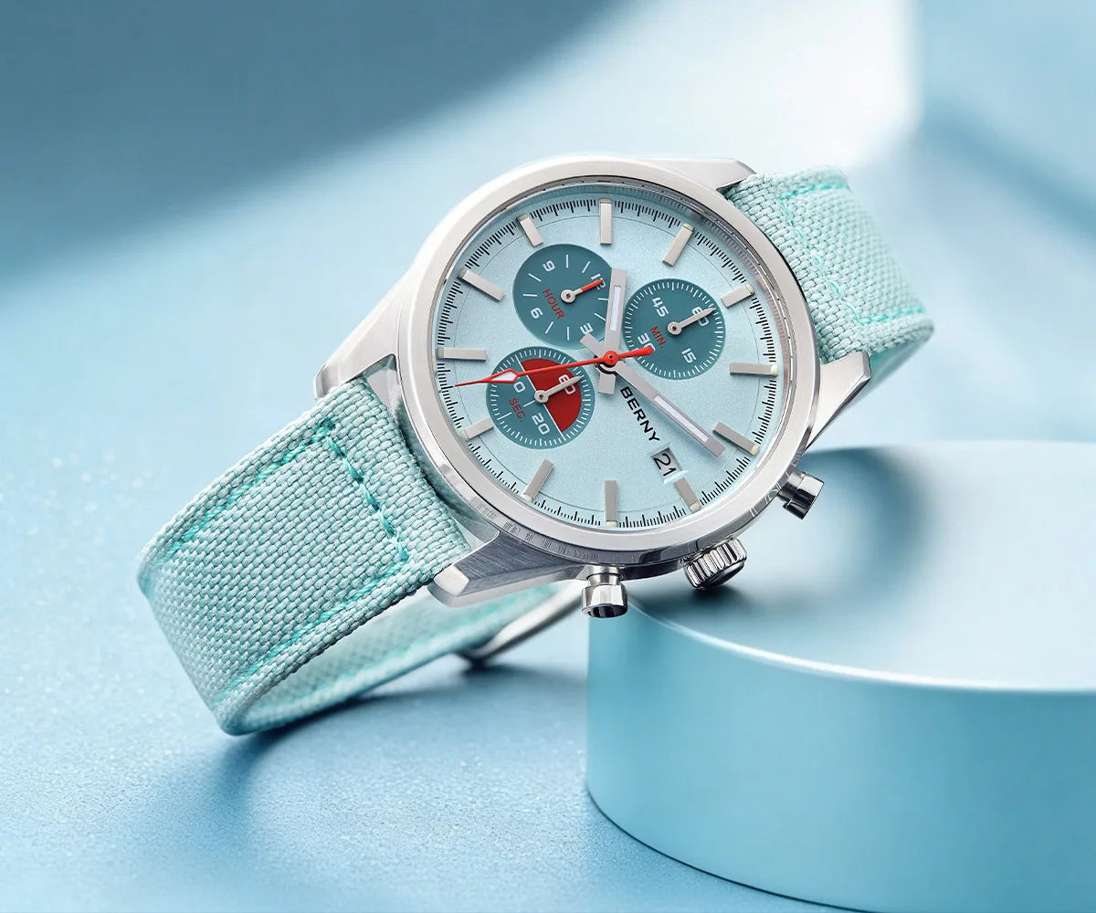 BERNY Chronograph Watch – Miyota OS10 Sapphire AR Coated Waterproof Sport