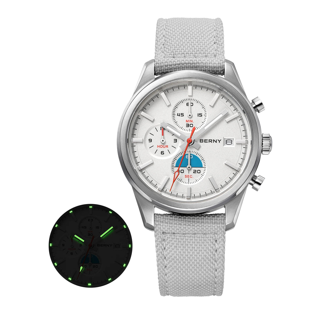BERNY Chronograph Watch – Miyota OS10 Sapphire AR Coated Waterproof Sport
