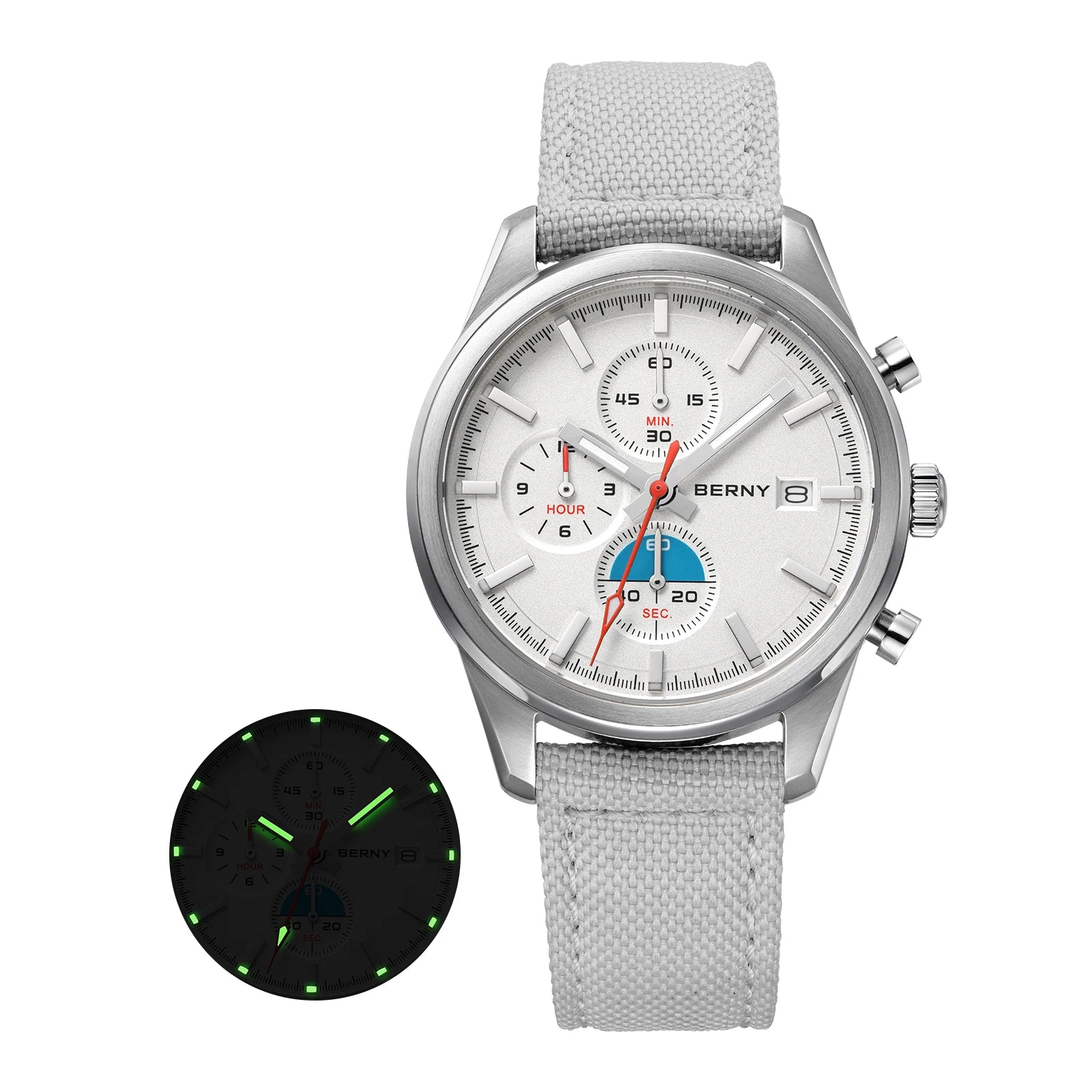 BERNY Chronograph Watch – Miyota OS10 Sapphire AR Coated Waterproof Sport