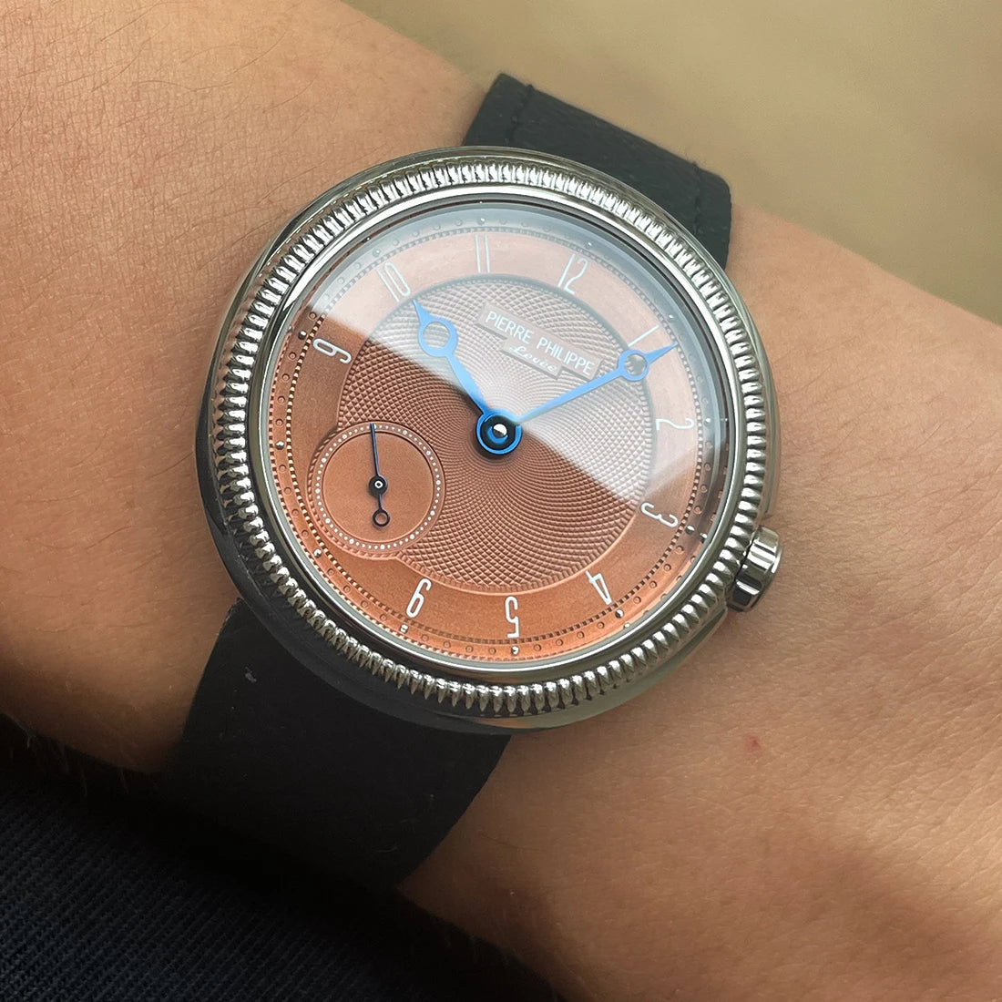 Pierre Philippe Ultra-Thin Manual Mechanical Watch 38mm – Men’s Business Dress Watch with Salmon Dial