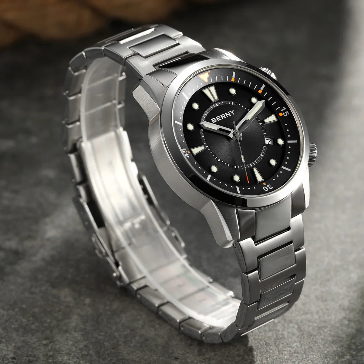 BERNY Men's Automatic Diver Watch – 200M Waterproof, Miyota 8215, Sapphire