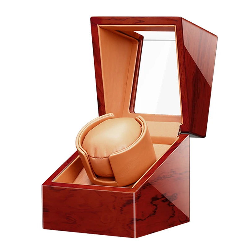 Embers Dual Watch Winder Box – Wooden Automatic Mechanical Watch Storage Case with 2 Ports Display & Safe Winding