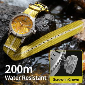 BERNY Men's Automatic Diver Watch – 200M Waterproof, Sapphire
