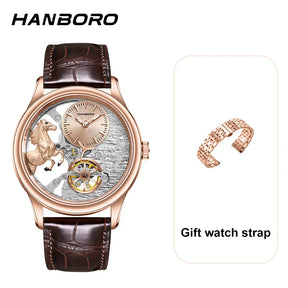 HANBORO Leading Series Men’s Automatic Mechanical Watch – Hollow Flywheel Luxury Fashion Watch 5002