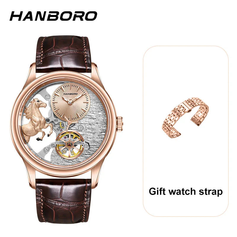 HANBORO Leading Series Men’s Automatic Mechanical Watch – Hollow Flywheel Luxury Fashion Watch 5002