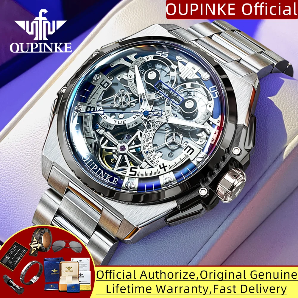 OUPINKE 3266 Men’s Automatic Skeleton Watch – Luxury Mechanical