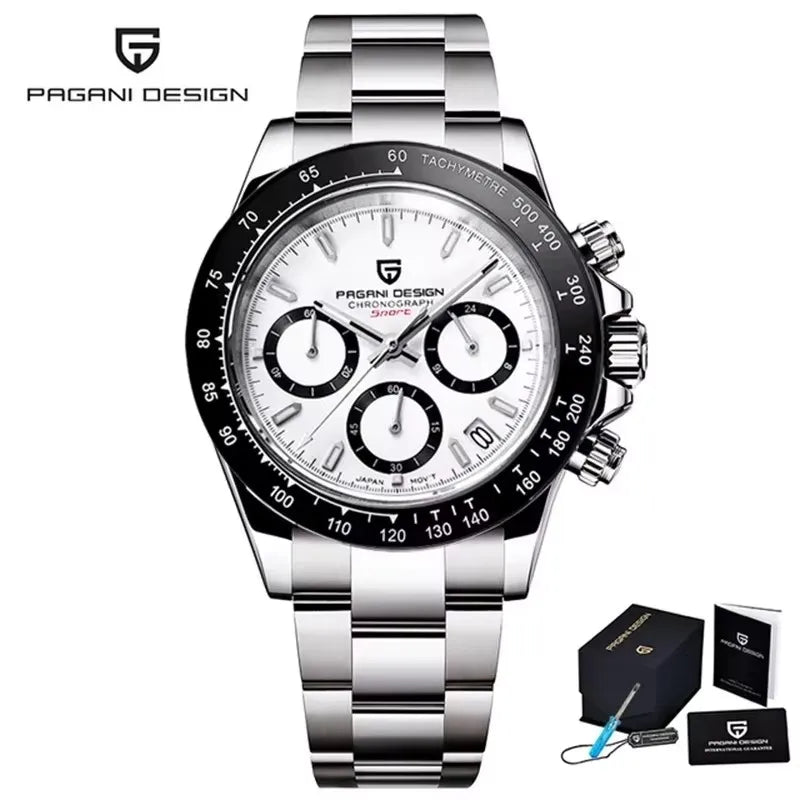 Pagani Design Men’s Chronograph Watch – Black Luxury Quartz, Waterproof