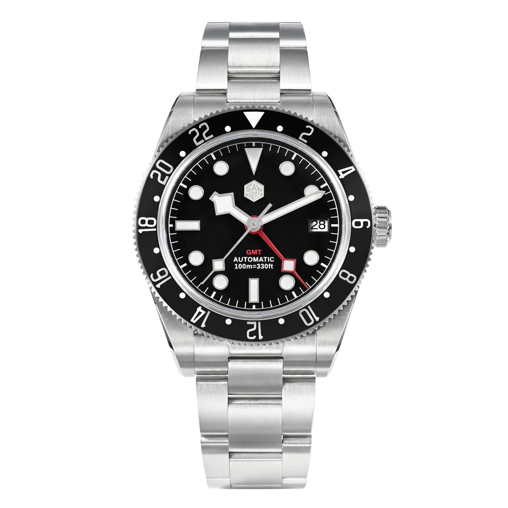 San Martin SN0109 GMT Automatic Watch – 39mm Sapphire Crystal, NH34 GMT Men's Luxury Watch