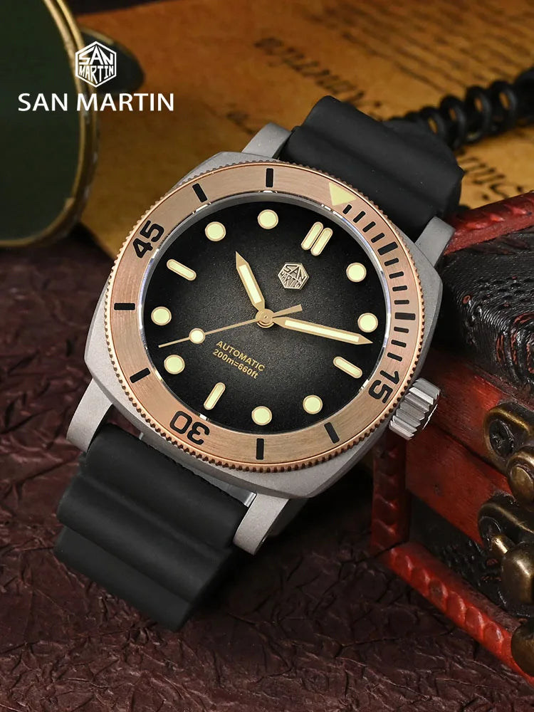 San Martin 42mm Titanium Diver Watch – NH35 Automatic 200M Waterproof Sapphire Bronze Bezel