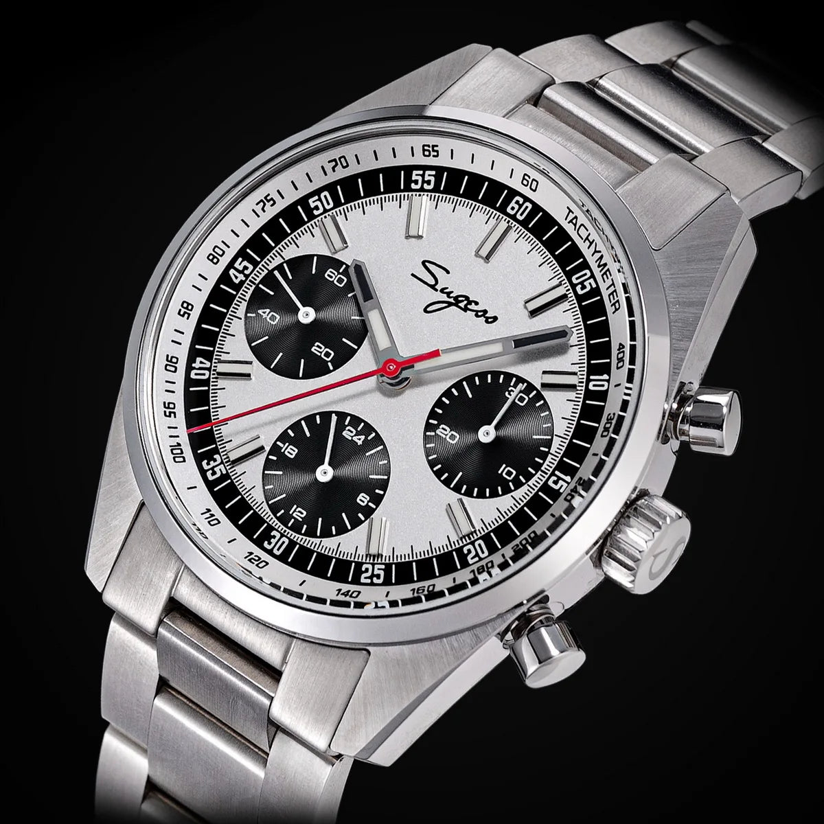 Sugess S465 Men’s Chronograph Watch 38mm – Mechanical, Gooseneck Movement, Sapphire Crystal, Roulette Dial