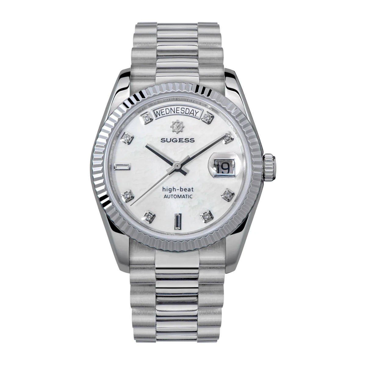 Sugess Men’s Automatic Watch 36mm – SL3034 Movement, Rose Gold, Sapphire Crystal, Date Display
