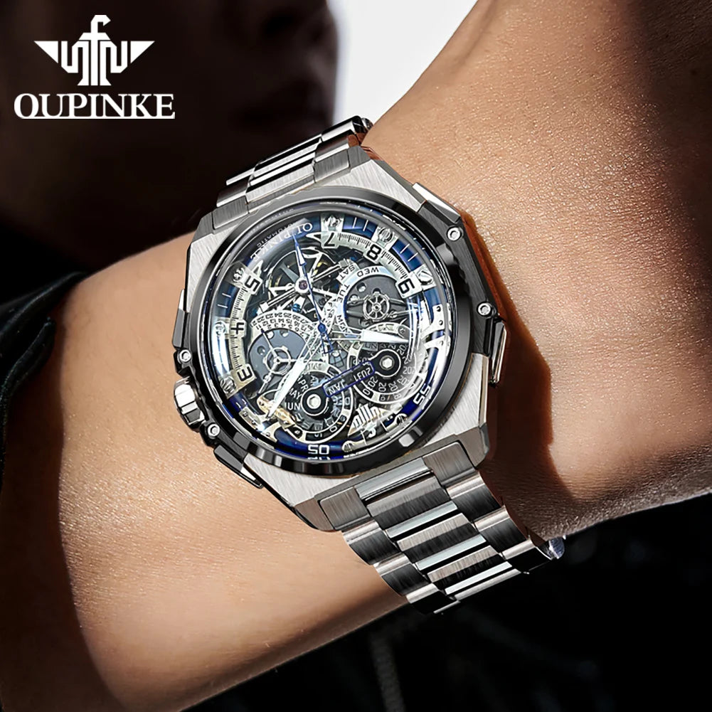 OUPINKE 3266 Men’s Automatic Skeleton Watch – Luxury Mechanical