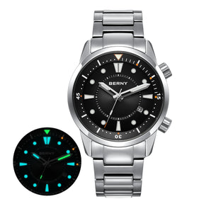 BERNY Men's Automatic Diver Watch – 200M Waterproof, Miyota 8215, Sapphire