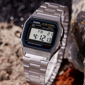 Casio Silver Men’s Watch Set – Luxury LED Digital Quartz Waterproof Sport Wristwatch
