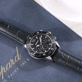 BERNY Men's Quartz Watch – Multifunction Dial Business Leather Strap Luminous Waterproof