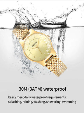 BERNY Quartz Mens Gold Stainless Steel Wristwatch