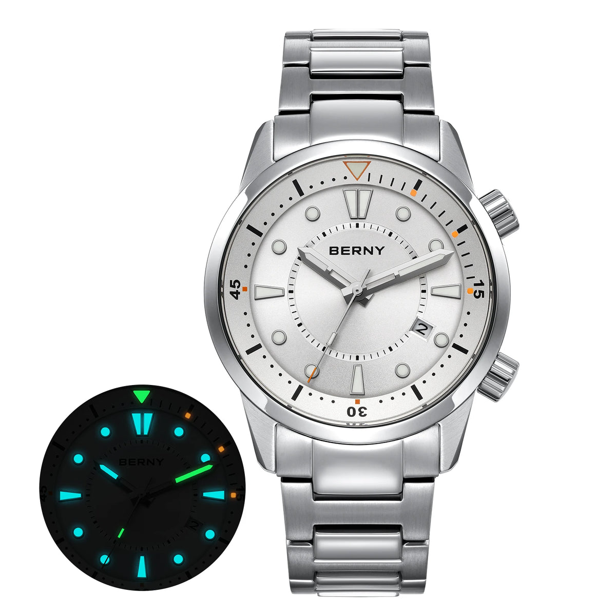 BERNY Men's Automatic Diver Watch – 200M Waterproof, Miyota 8215, Sapphire