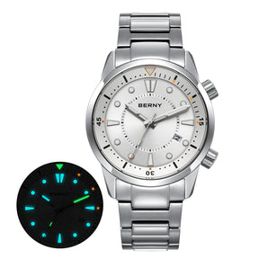 BERNY Men's Automatic Diver Watch – 200M Waterproof, Miyota 8215, Sapphire