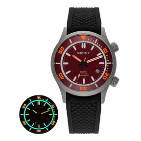 BERNY Men’s Titanium Diver Watch – Automatic, 20ATM