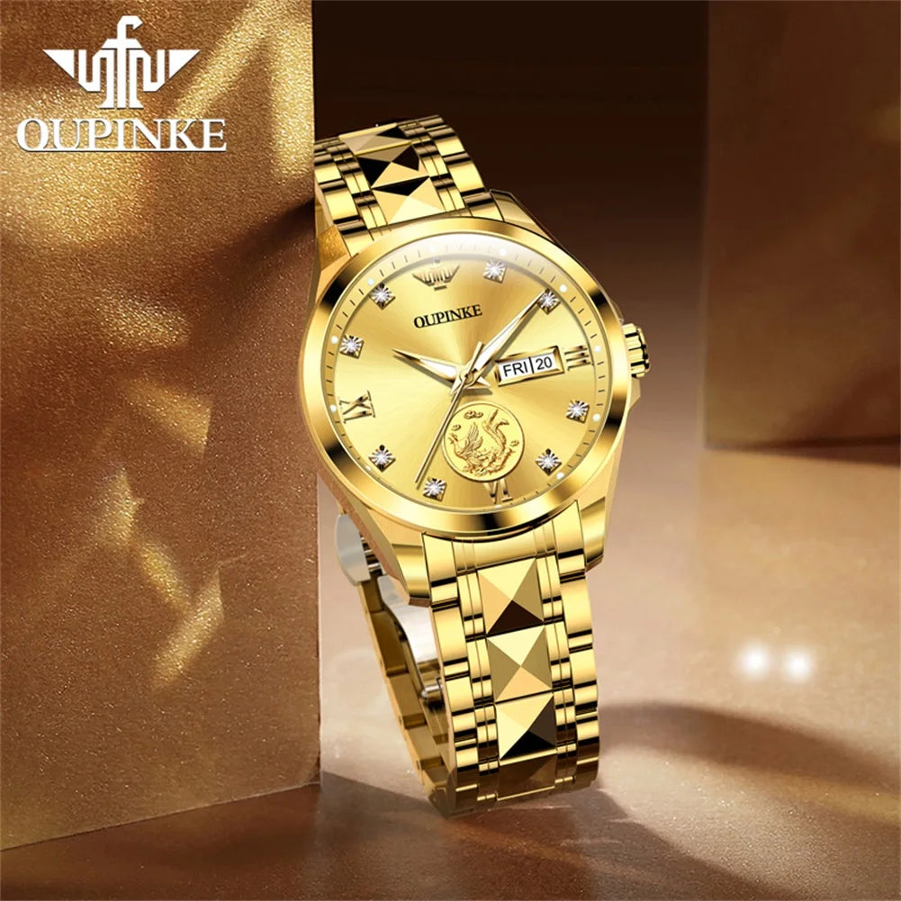 OUPINKE 3259 Women’s Automatic Watch – Gold, Tungsten Steel Luxury