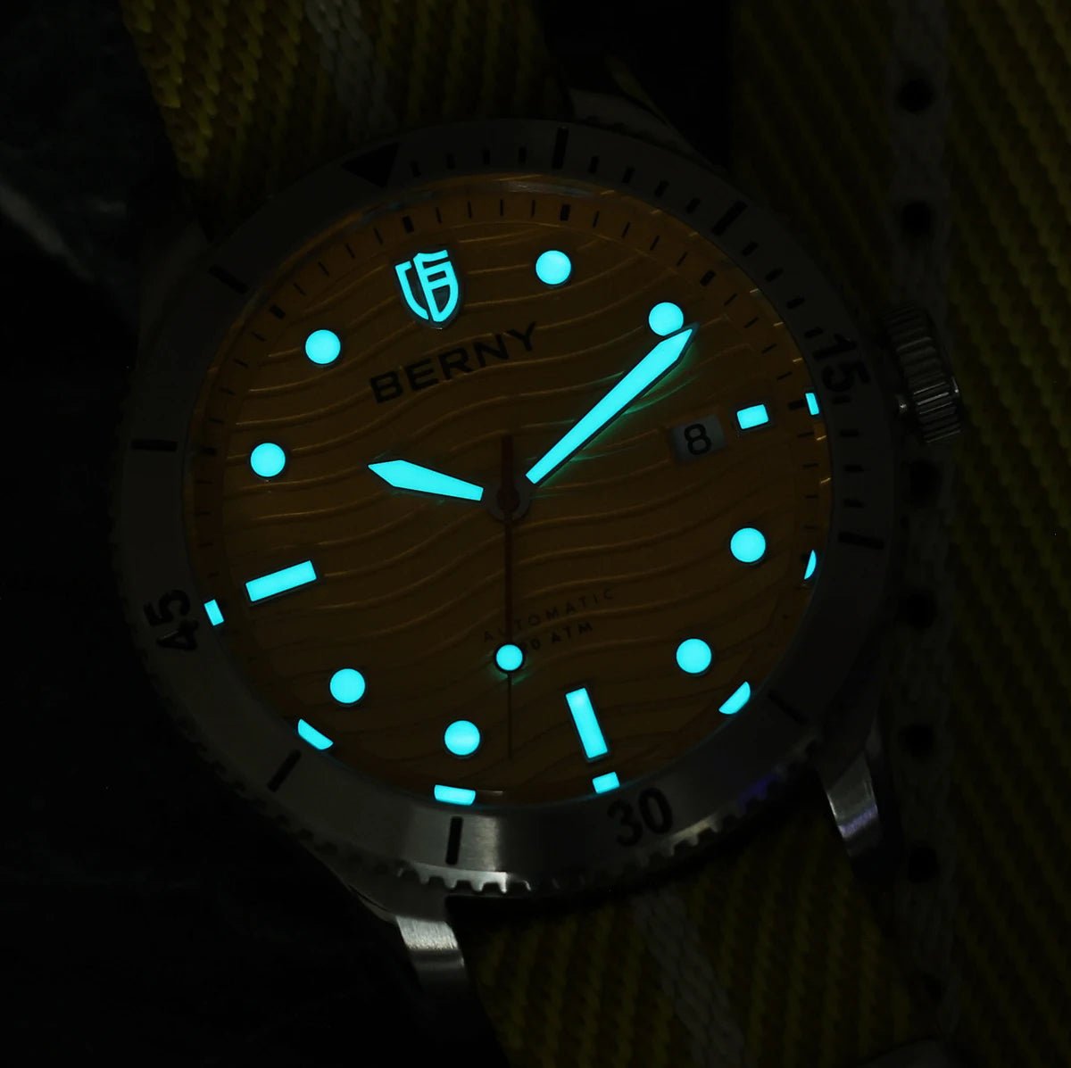 BERNY Men's Automatic Diver Watch – 200M Waterproof, Sapphire