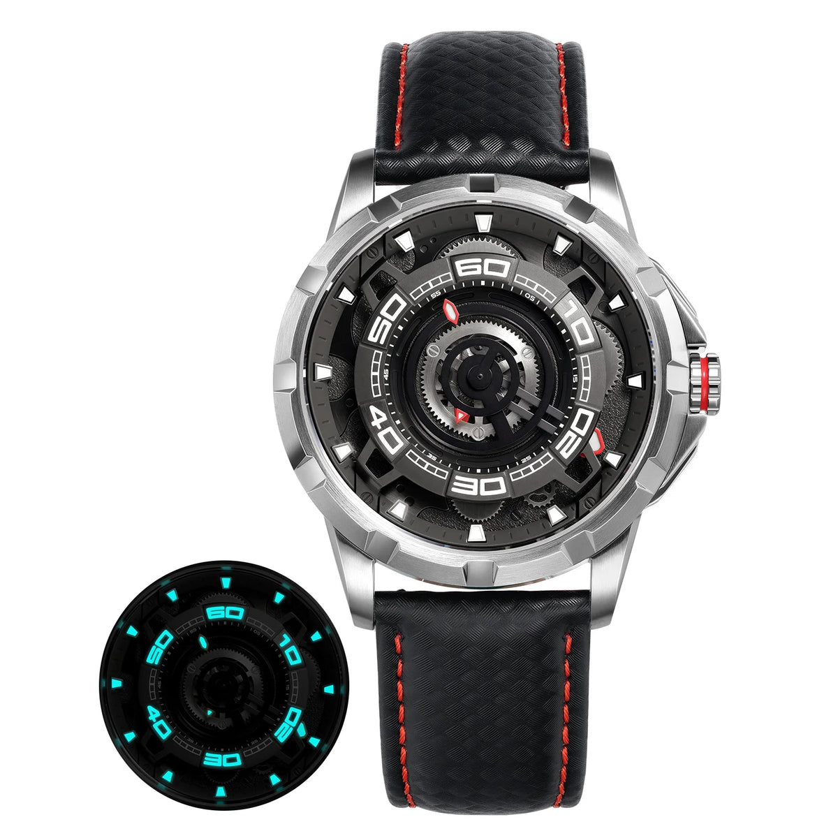 BERNY Automatic Skeleton Watch for Men – 3D Dial, Sapphire Crystal, 5ATM