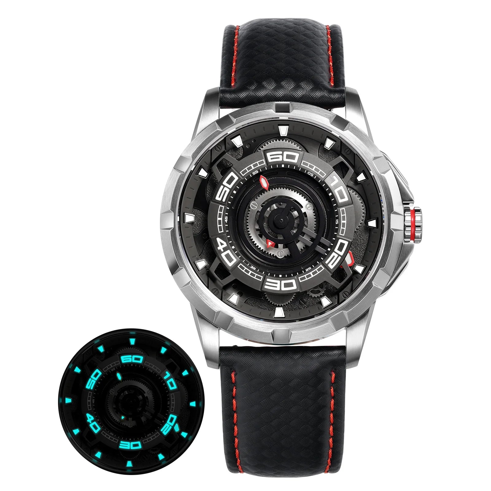 BERNY Automatic Skeleton Watch for Men – 3D Dial, Sapphire Crystal, 5ATM