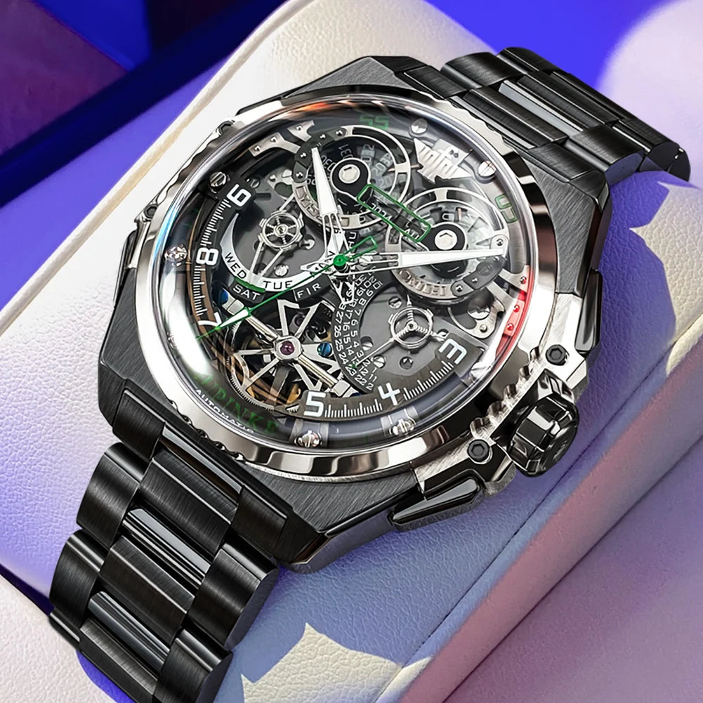 OUPINKE 3266 Men’s Automatic Skeleton Watch – Luxury Mechanical