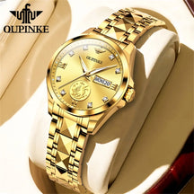 OUPINKE 3259 Women’s Automatic Watch – Gold Tone, Tungsten Steel Strap, Luxury Mechanical