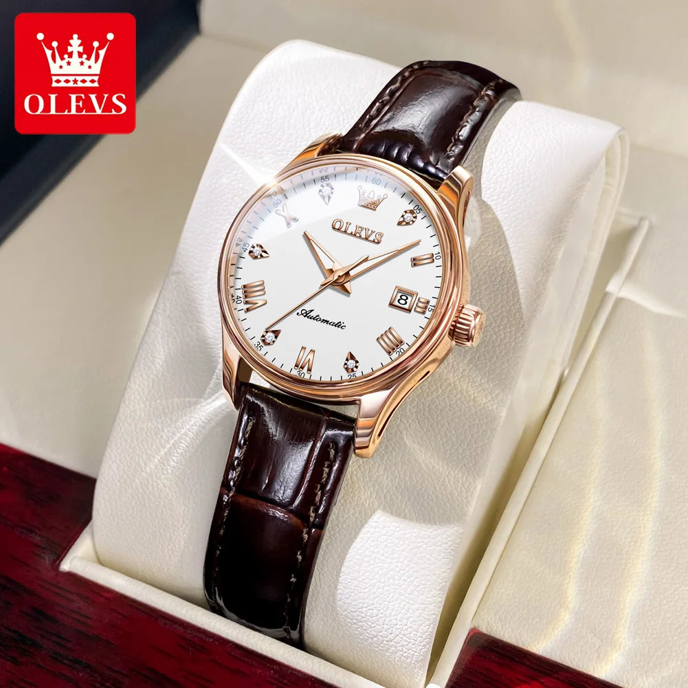 OLEVS Women’s Automatic Watch – Luxury Waterproof Luminous Chronograph Date Wristwatch 9932