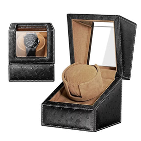 Embers Dual Watch Winder Box – Wooden Automatic Mechanical Watch Storage Case with 2 Ports Display & Safe Winding