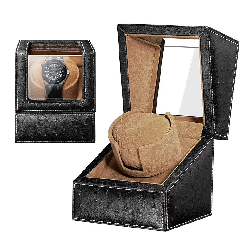 Embers Dual Watch Winder Box – Wooden Automatic Mechanical Watch Storage Case with 2 Ports Display & Safe Winding