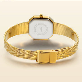 BERNY Women's Gold Quartz Watch – Octagonal Stainless Steel