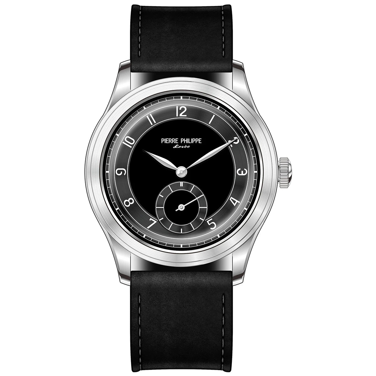 Pierre Philippe Field Watch – Black Enamel Dial Retro Arrow Pilot Watch, ST17 Mechanical Manual Wind