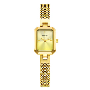 BERNY Women’s Square Watch – Minimalist Quartz, Stainless Steel
