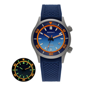BERNY Men's Titanium Automatic Diver Watch – 20ATM, Sapphire, Miyota 8215