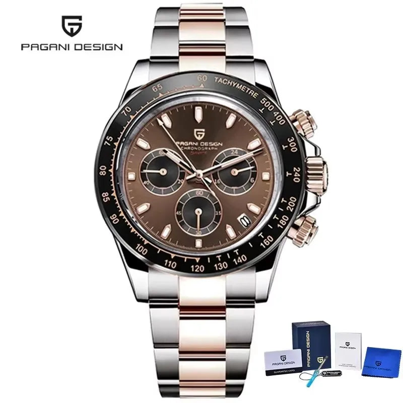 Pagani Design Men’s Chronograph Watch – Black Luxury Quartz, Waterproof