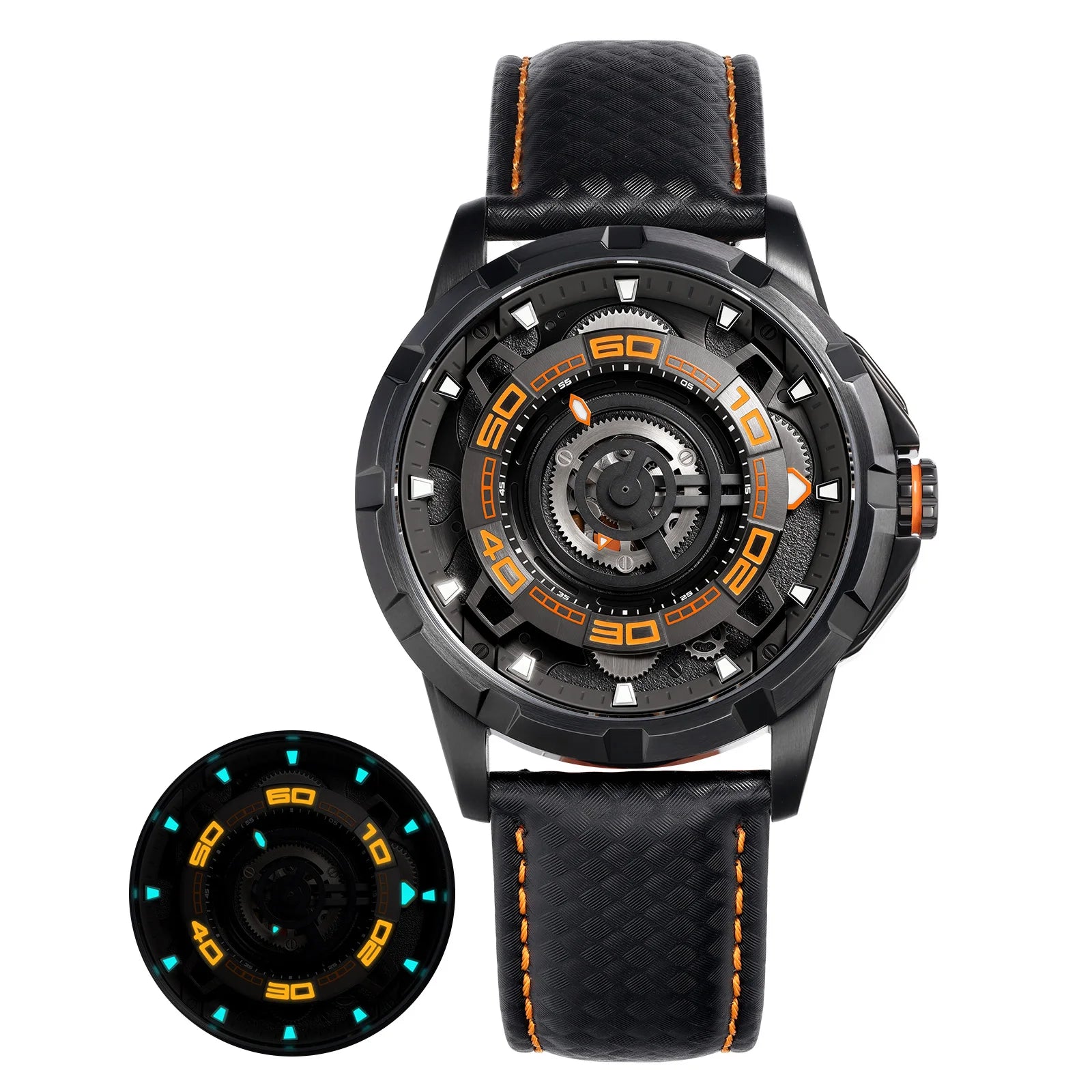 BERNY Automatic Skeleton Watch for Men – 3D Dial, Sapphire Crystal, 5ATM