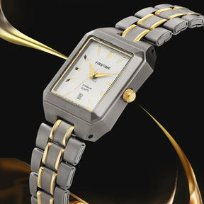 BERNY Women's Titanium Quartz Watch – Luxury Gold Tone Square Wristwatch