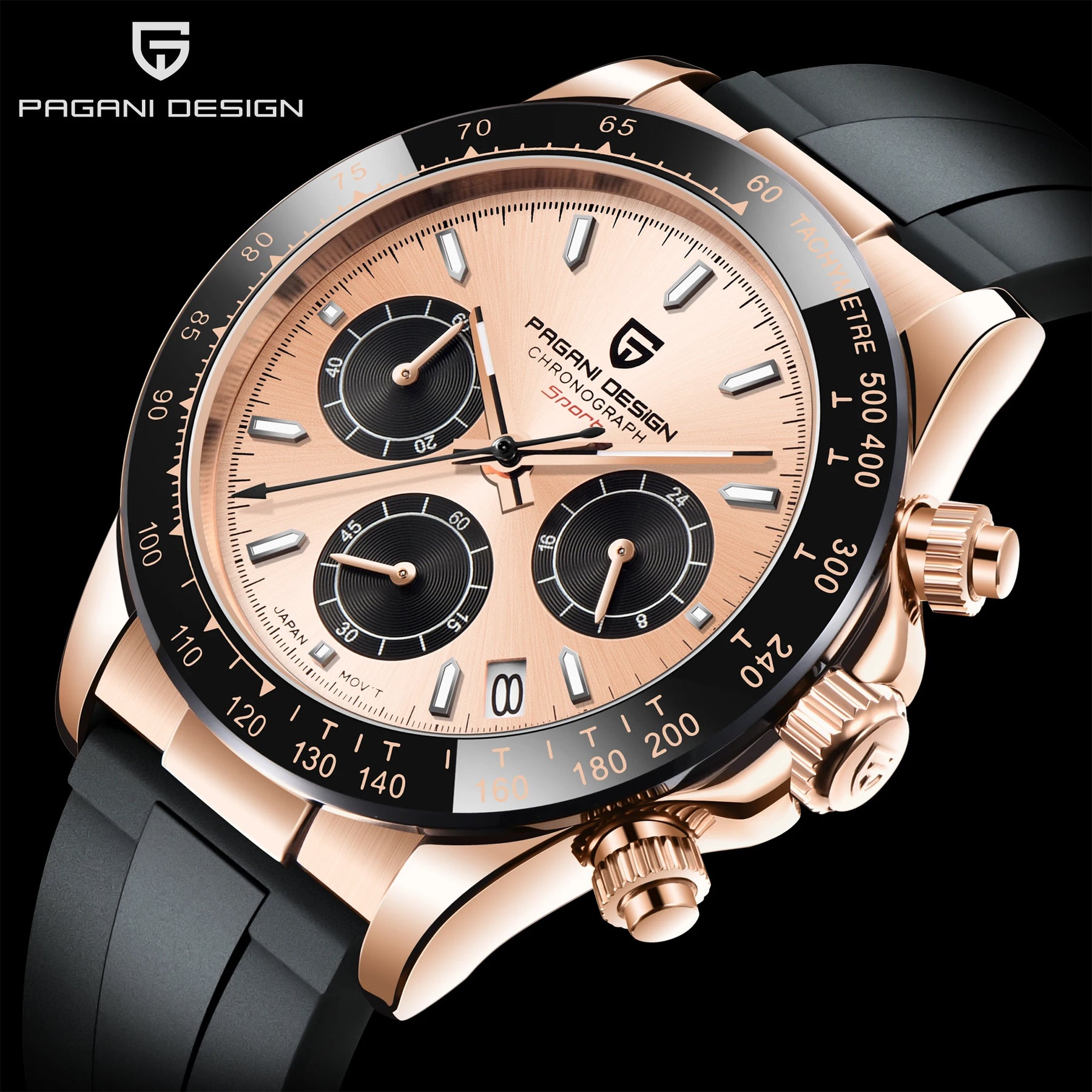 2026 Pagani Design PD-1664 Luxury Chronograph Watch - Japanese VK63 Quartz, Luminous Sapphire Edition