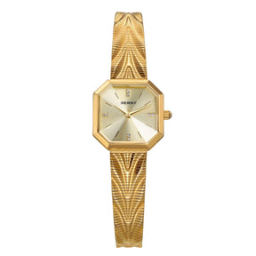 BERNY Women's Gold Quartz Watch – Octagonal Stainless Steel