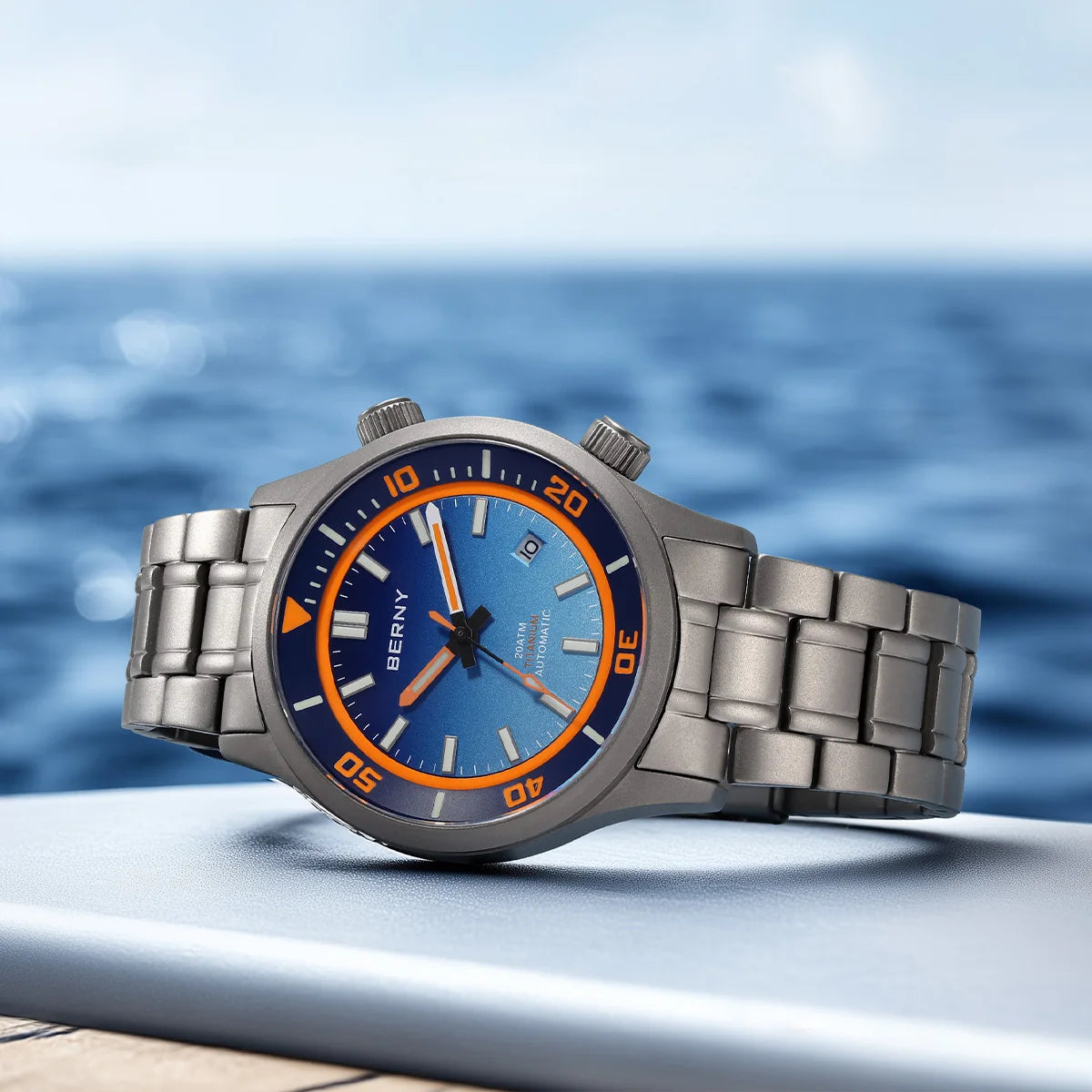 BERNY Men’s Titanium Diver Watch – Automatic, 20ATM