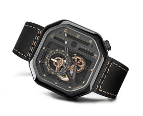 AGELOCER Men’s Automatic Skeleton Watch – Luxury Square Stainless Steel