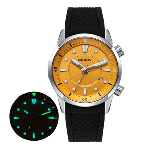 BERNY Men's Automatic Diver Watch – 200M Waterproof, Miyota 8215, Sapphire