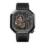 AGELOCER Men’s Automatic Skeleton Watch – Luxury Square Stainless Steel
