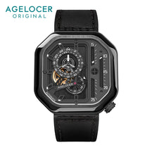 AGELOCER Men’s Automatic Skeleton Watch – Luxury Square Stainless Steel