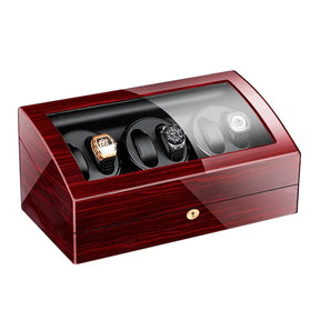 Wooden Watch Storage Box 6 Slots Automatic Winding Battery Mechanical Watches Winder Case Leather